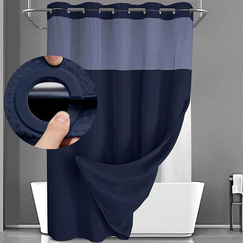 Shower Curtain Hookless Waffle Double-Layer Waterproof