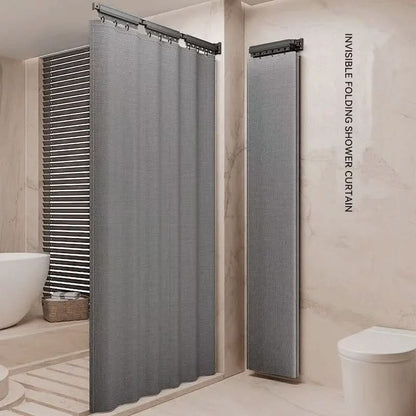 Shower Curtain Rod Set Foldable Waterproof With Storage Rack