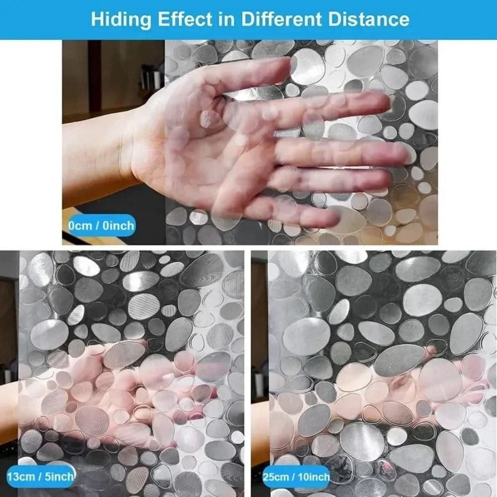 Shower Curtain Transparent Pebble Pattern Waterproof & Mold-Resistant