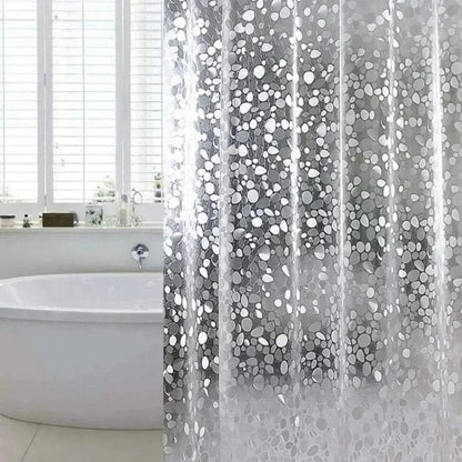Shower Curtain Transparent Pebble Pattern Waterproof & Mold-Resistant