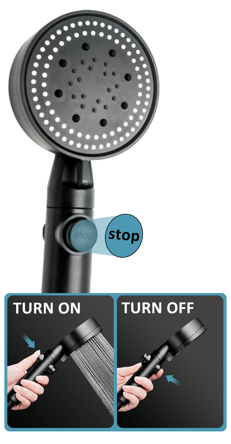 Shower Head High-Pressure 5 Spray Modes Self-Cleaning Silicone Nozzles