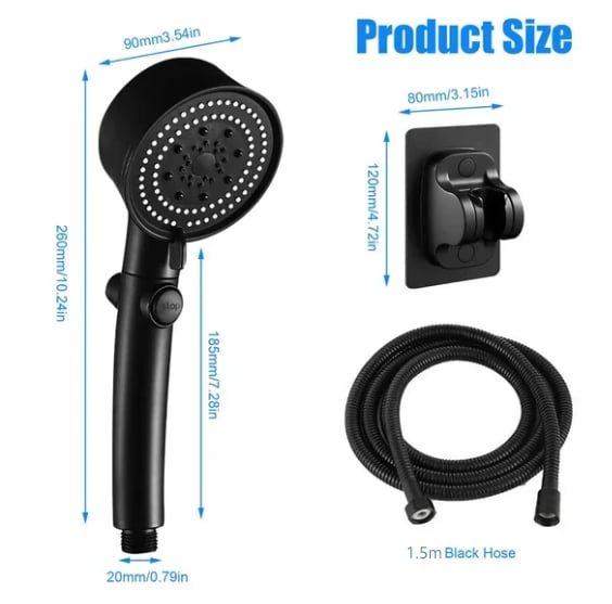 Shower Head High-Pressure 5 Spray Modes Self-Cleaning Silicone Nozzles