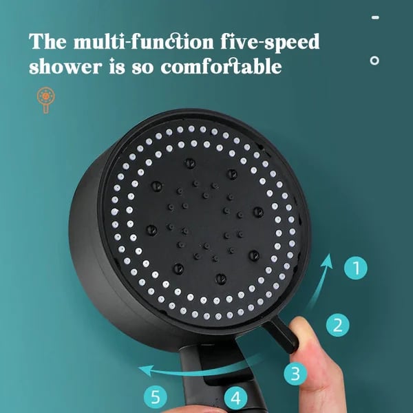 Shower Head High-Pressure 5 Spray Modes Self-Cleaning Silicone Nozzles