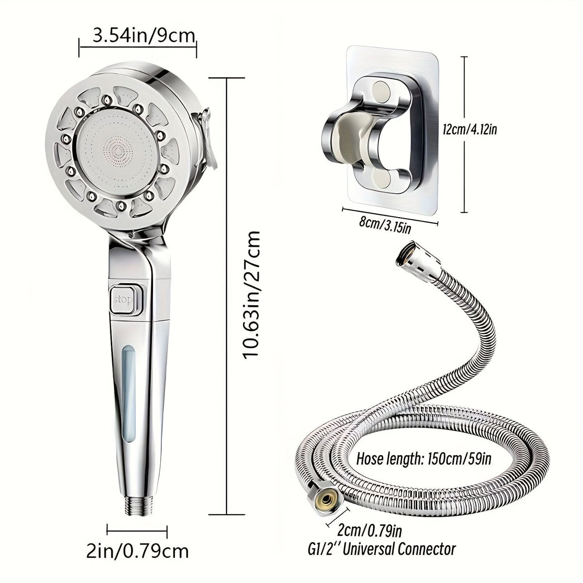 Shower Head High-Pressure Rain Panel & Built-In Filter