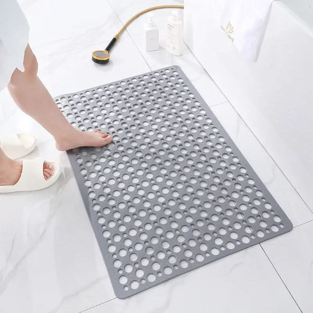 Shower Mat Antibacterial PVC Suction Cup Grip Quick-Drain Design