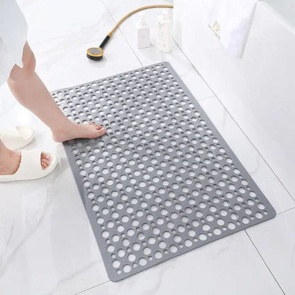 Shower Mat Antibacterial PVC Suction Cup Grip Quick-Drain Design