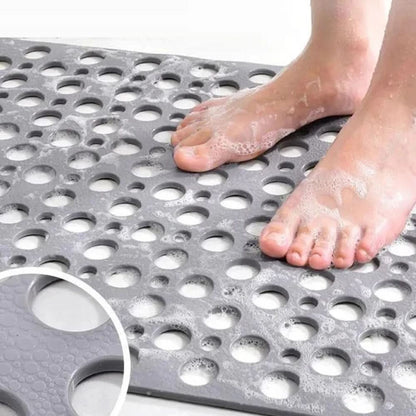 Shower Mat Antibacterial PVC Suction Cup Grip Quick-Drain Design