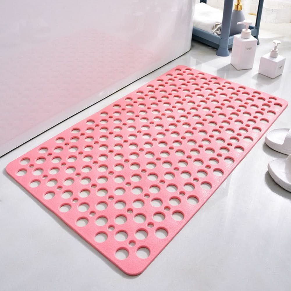 Shower Mat Antibacterial PVC Suction Cup Grip Quick-Drain Design