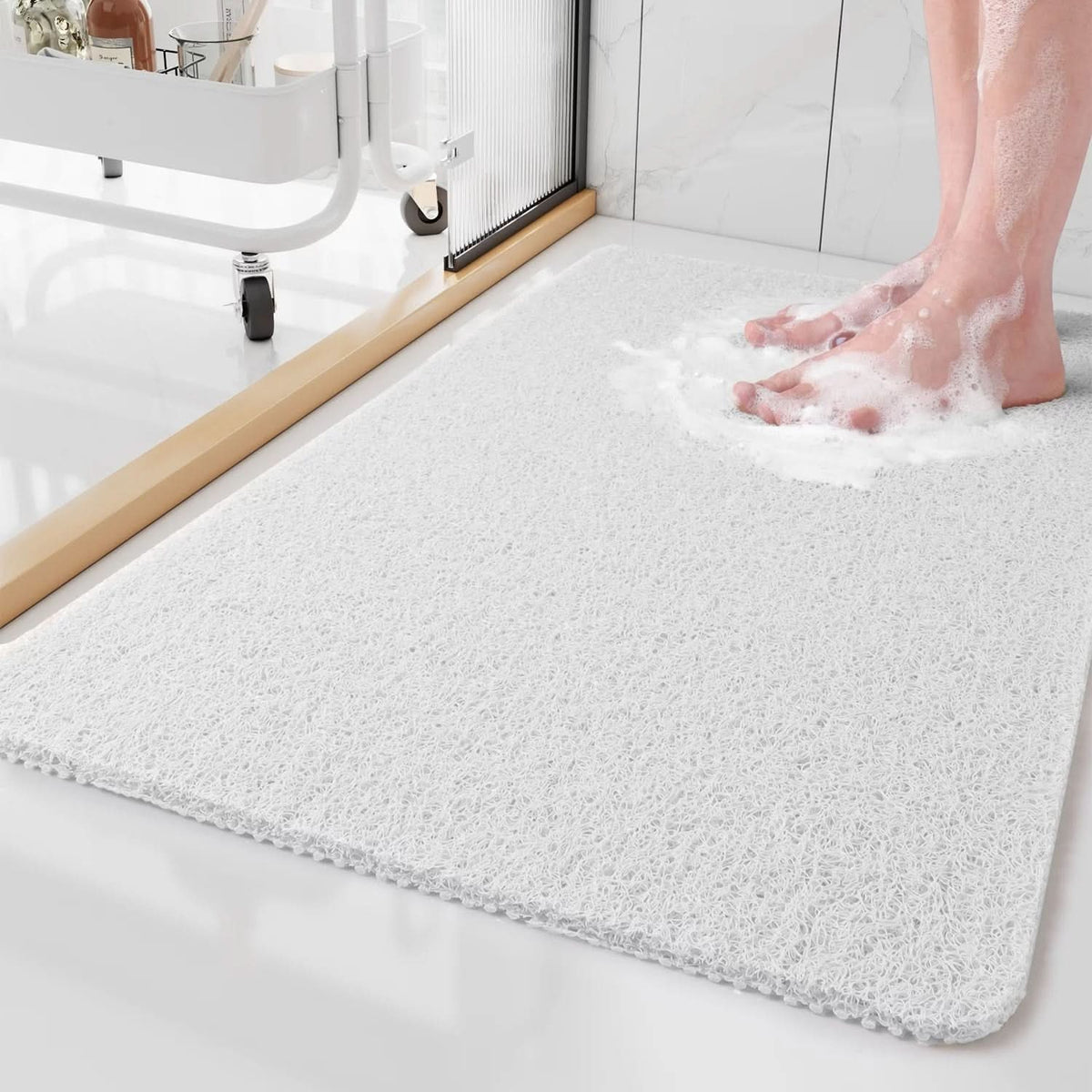 Shower Mat Non-Slip Fast-Drain Trim-to-Fit