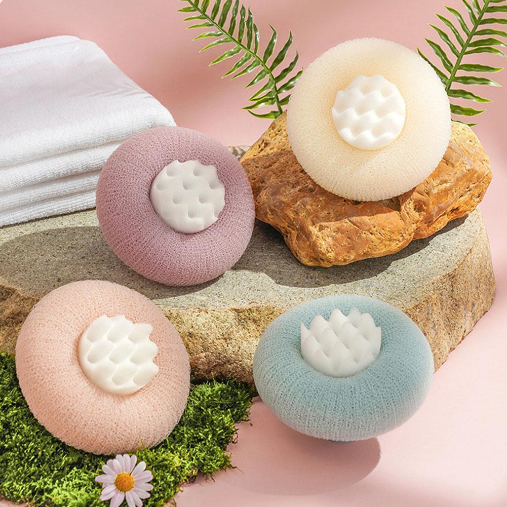 Shower Sponge Ergonomic Ring Handle Massage Nodules
