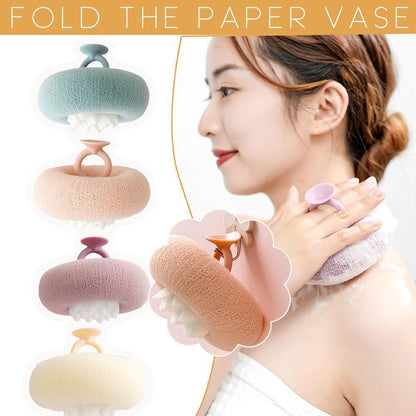 Shower Sponge Ergonomic Ring Handle Massage Nodules