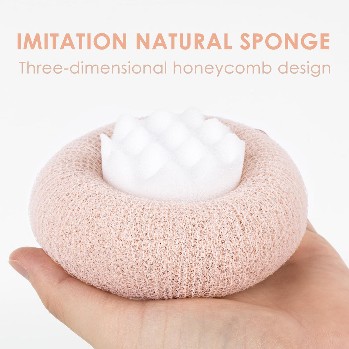Shower Sponge Ergonomic Ring Handle Massage Nodules