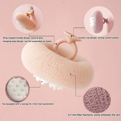 Shower Sponge Ergonomic Ring Handle Massage Nodules