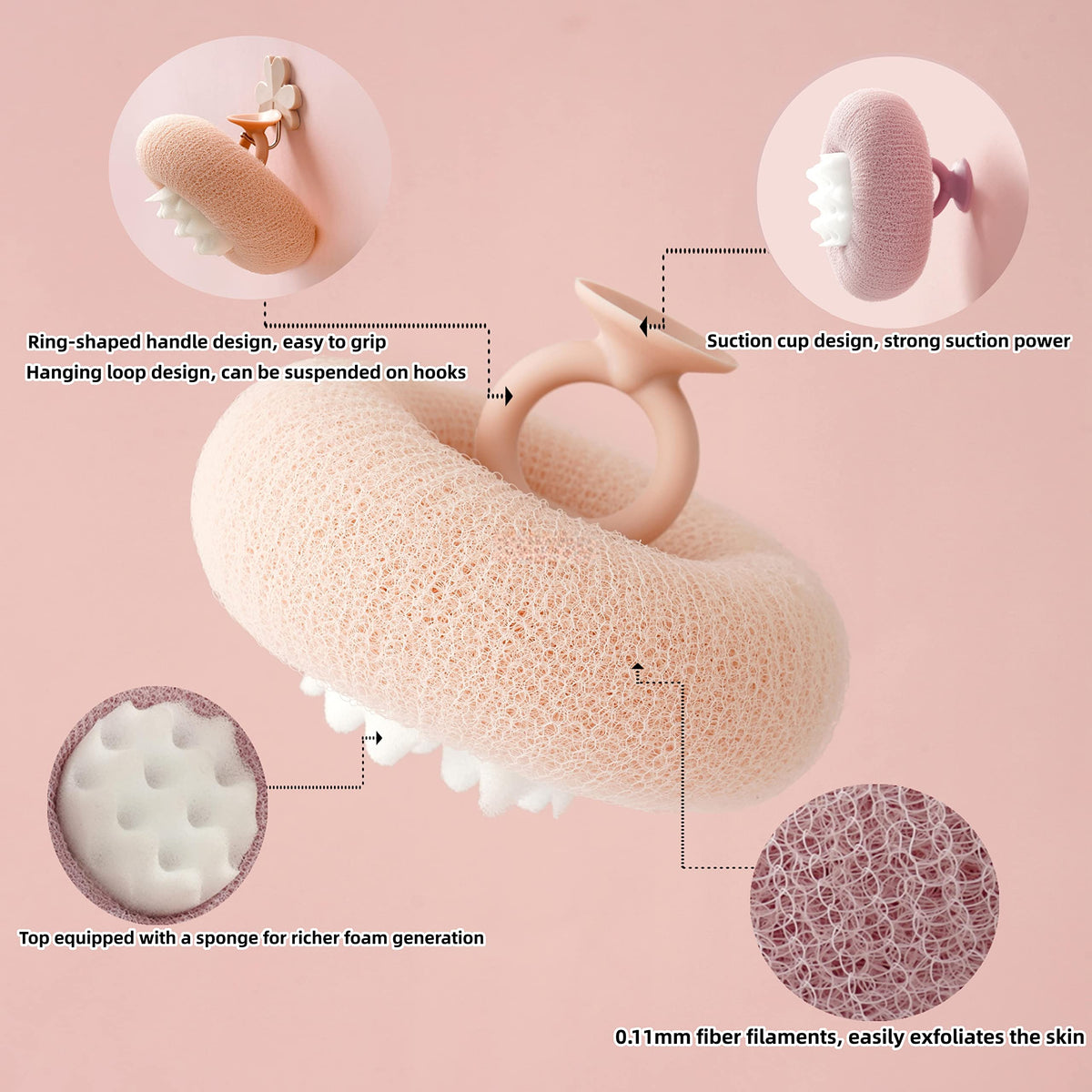 Shower Sponge Ultra-Fine Fibers & Massage Beads