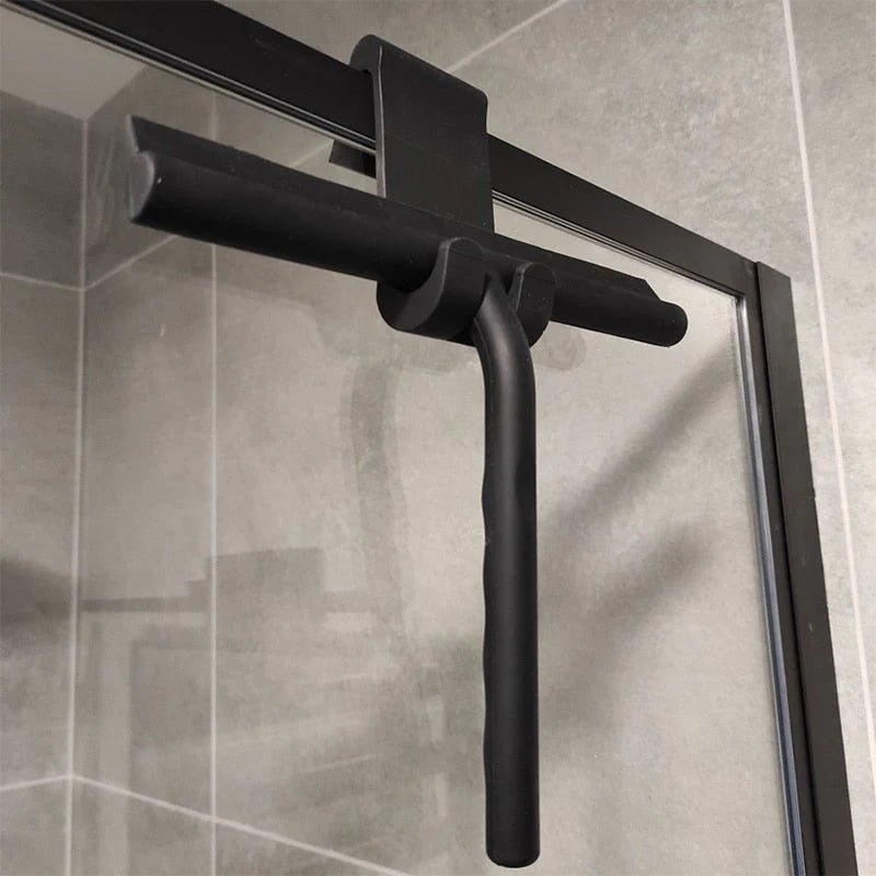 Shower Squeegee Matte Black Rubber Blade Stainless Steel Handle