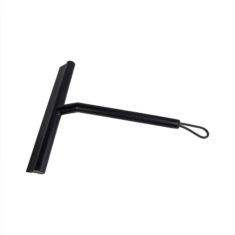 Shower Squeegee Matte Black Rubber Blade Stainless Steel Handle