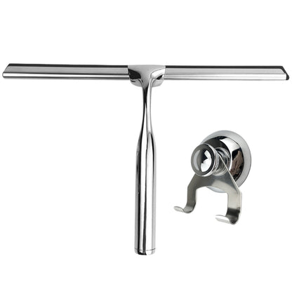 Shower Squeegee Stainless Steel Rubber Blade & Suction Hook