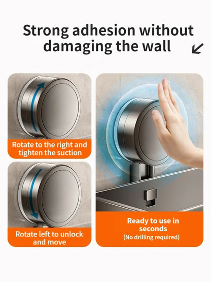 Shower Wall Shelf Drill-Free Suction Mount Aluminum Slatted Hooks