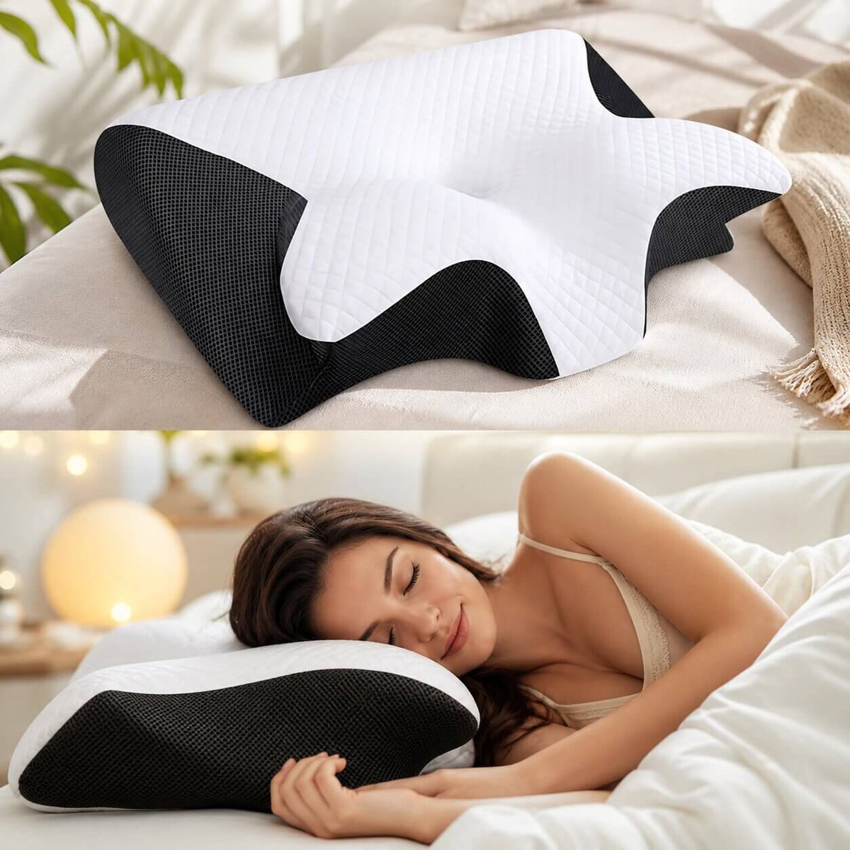 Side Sleeper Pillow Contoured Memory Foam Removable Hypoallergenic Cover