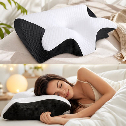 Side Sleeper Pillow Contoured Memory Foam Removable Hypoallergenic Cover