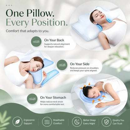 Side Sleeper Pillow Contoured Memory Foam Removable Hypoallergenic Cover