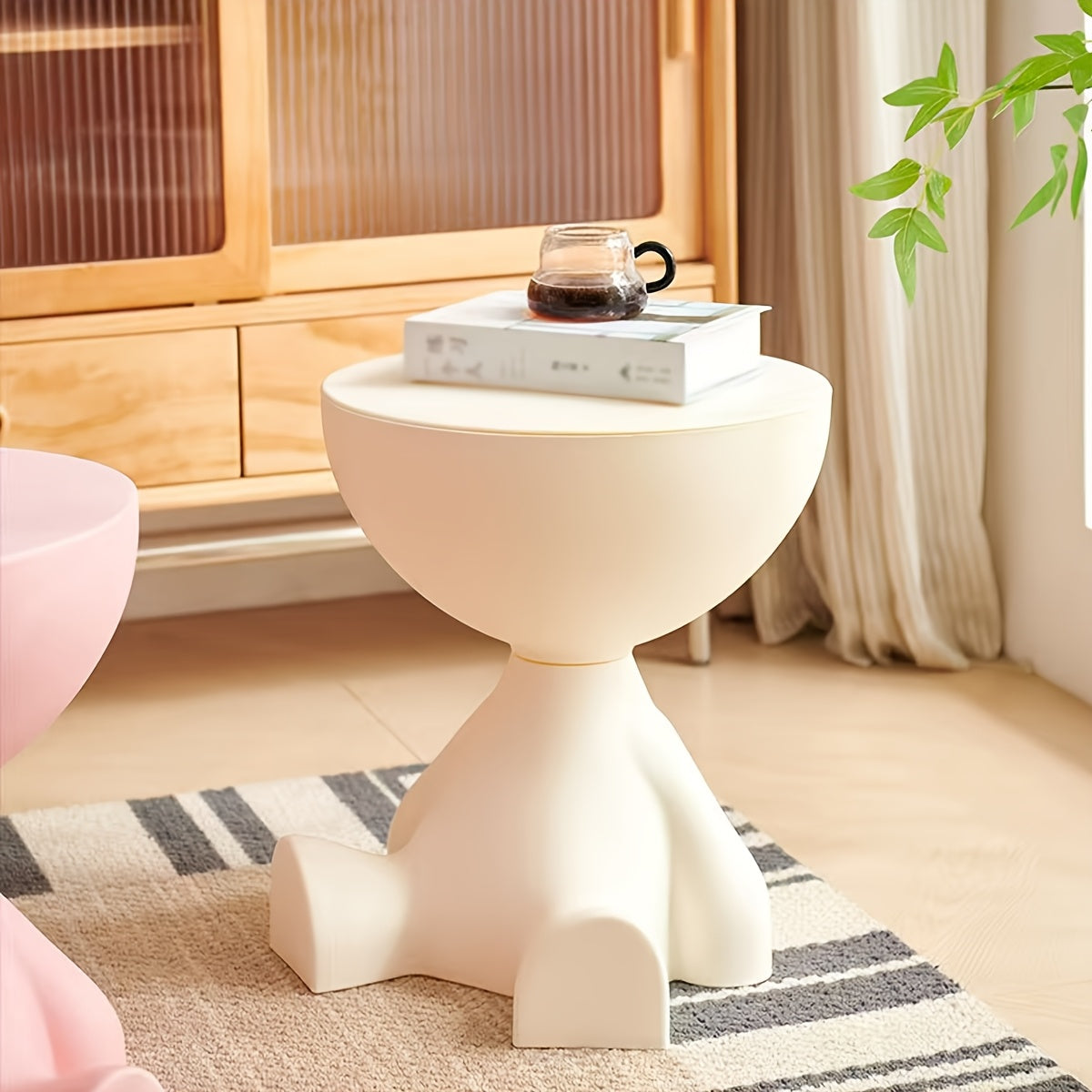 Side Table Bear-Shaped Sculptural Lightweight Plastic