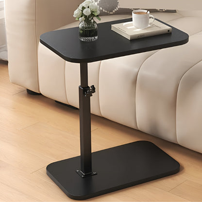 Side Table Height-Adjustable Wood Top & Metal Frame