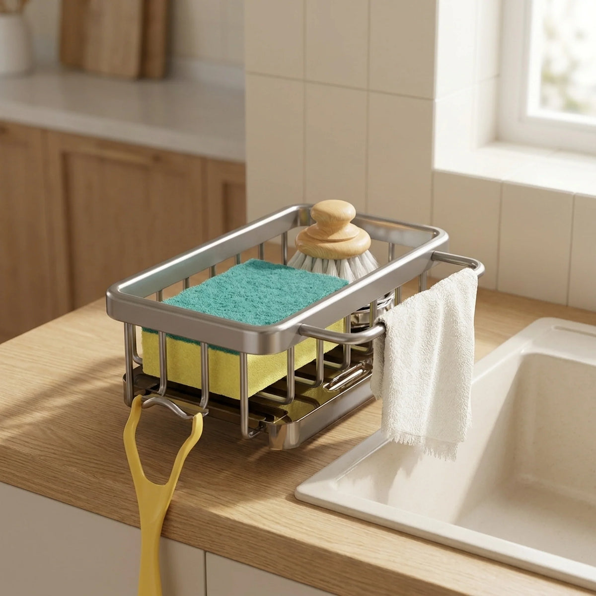 Sink Caddy Aluminum Fast-Draining No-Drill Installation