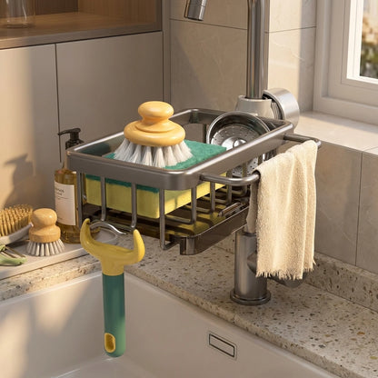 Sink Caddy Aluminum Fast-Draining No-Drill Installation