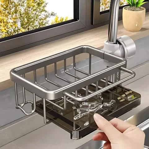 Sink Caddy Aluminum Fast-Draining No-Drill Installation