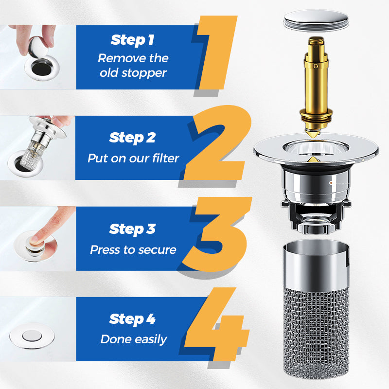 Sink Drain Strainer Universal Fit Catches Hair & Food