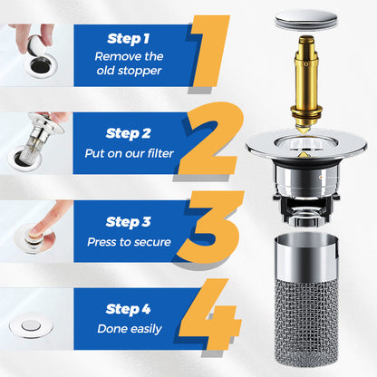 Sink Drain Strainer Universal Fit Catches Hair & Food