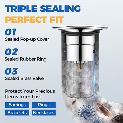 Sink Drain Strainer Universal Fit Catches Hair & Food
