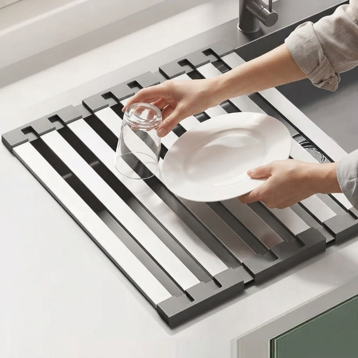 Sink Rack Stainless Steel Draining Heat-Resistant Non-Slip Corners