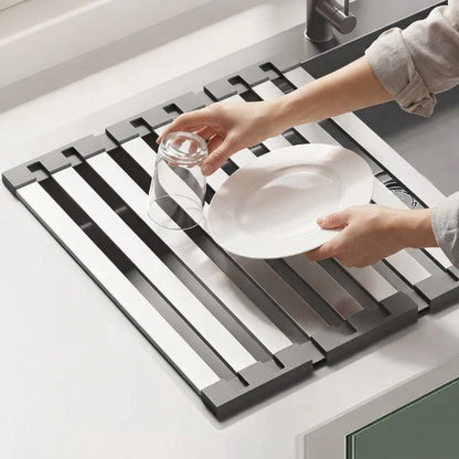 Sink Rack Stainless Steel Draining Heat-Resistant Non-Slip Corners