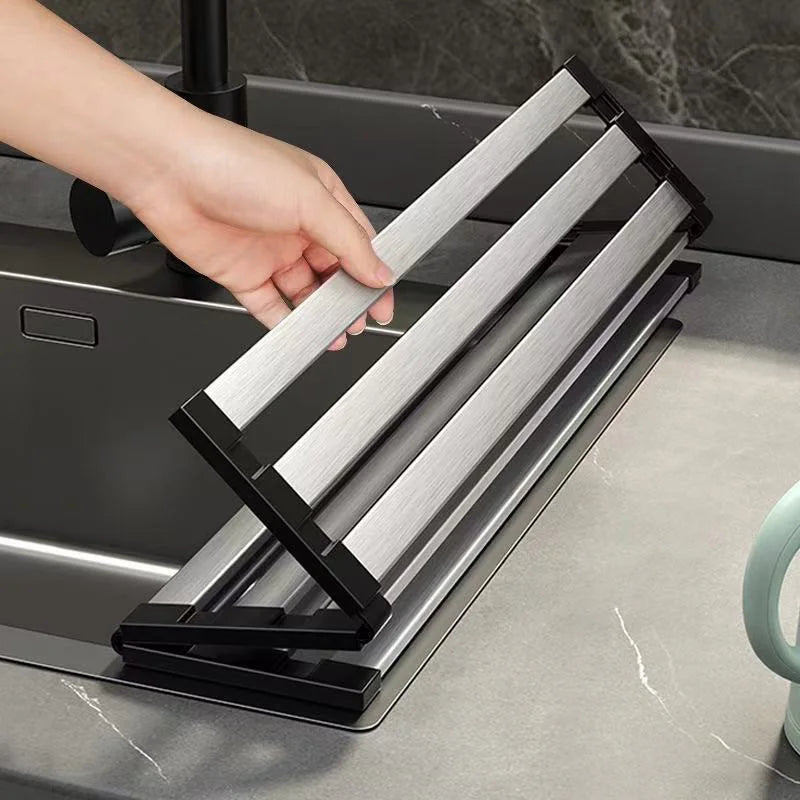 Sink Rack Stainless Steel Draining Heat-Resistant Non-Slip Corners