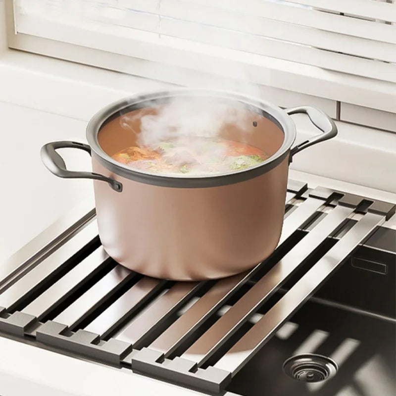 Sink Rack Stainless Steel Draining Heat-Resistant Non-Slip Corners