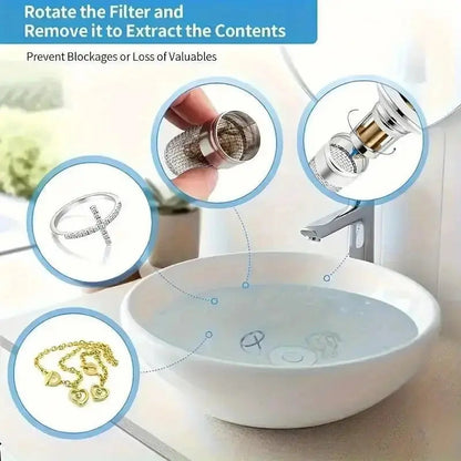 Sink Stopper Pop-Up Hair Catcher Solid Brass