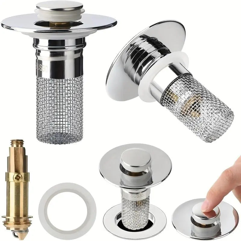Sink Stopper Pop-Up Hair Catcher Solid Brass