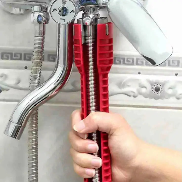 Sink Trap Wrench Long Reach Metal Core & Adapters