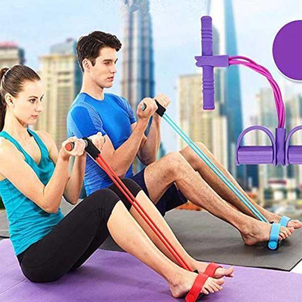 Sit-Up Trainer Adjustable Resistance Tubes & Foot Pedals