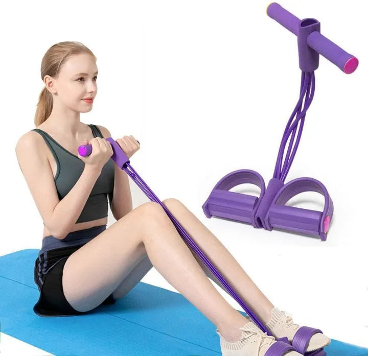 Sit-Up Trainer Adjustable Resistance Tubes & Foot Pedals