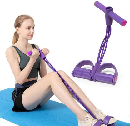 Sit-Up Trainer Adjustable Resistance Tubes & Foot Pedals