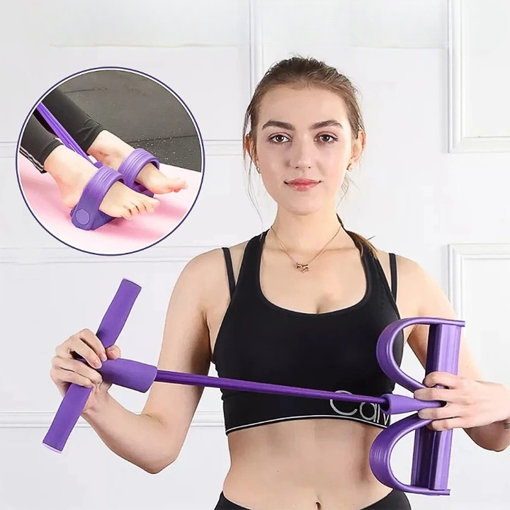 Sit-Up Trainer Adjustable Resistance Tubes & Foot Pedals