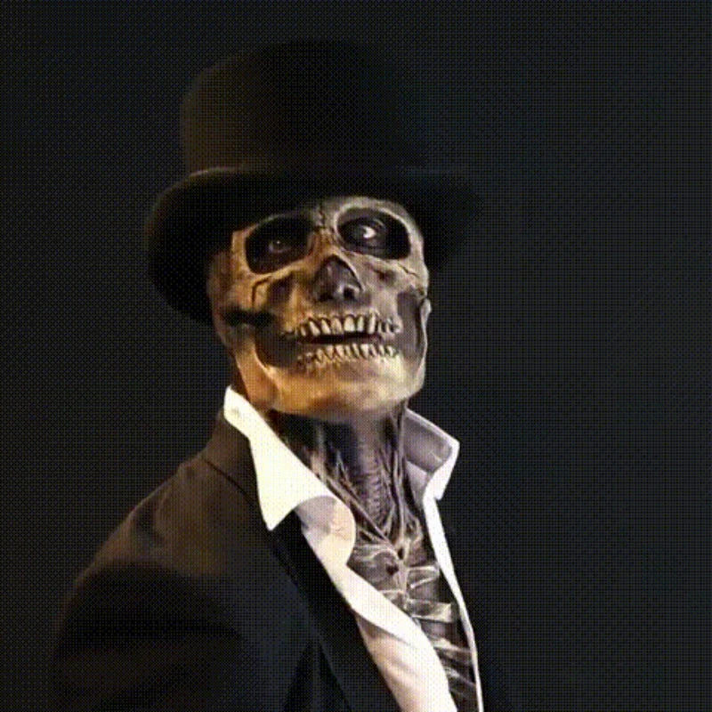 Skeleton Costume Realistic Mask & Matching Hat