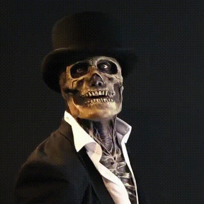 Skeleton Costume Realistic Mask & Matching Hat