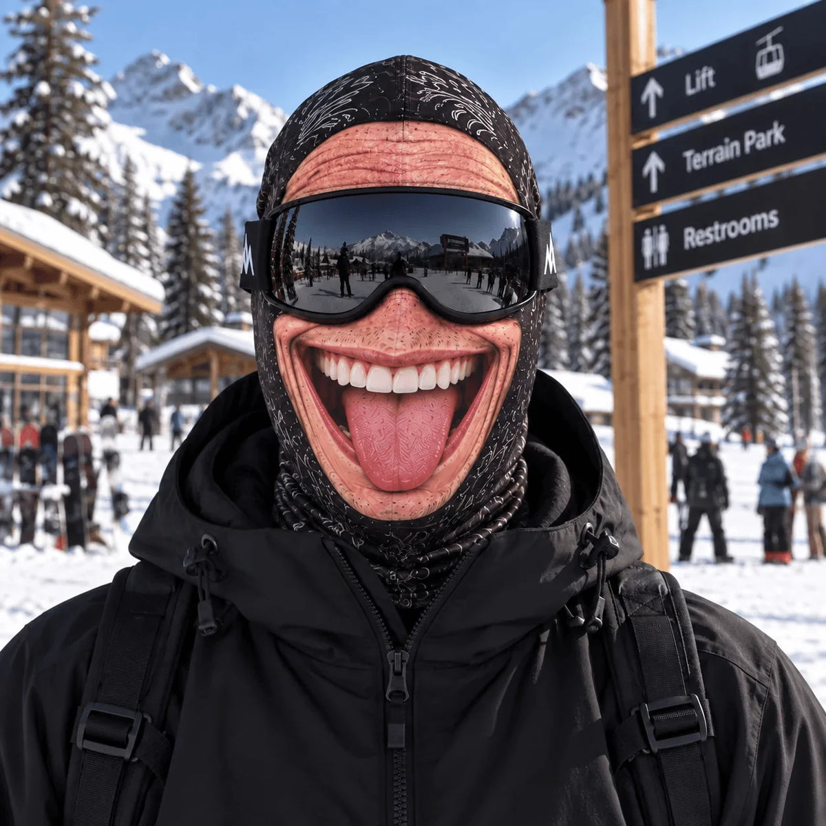 Ski Balaclava 4-Way Stretch Micro-Knit Realistic Face Graphic
