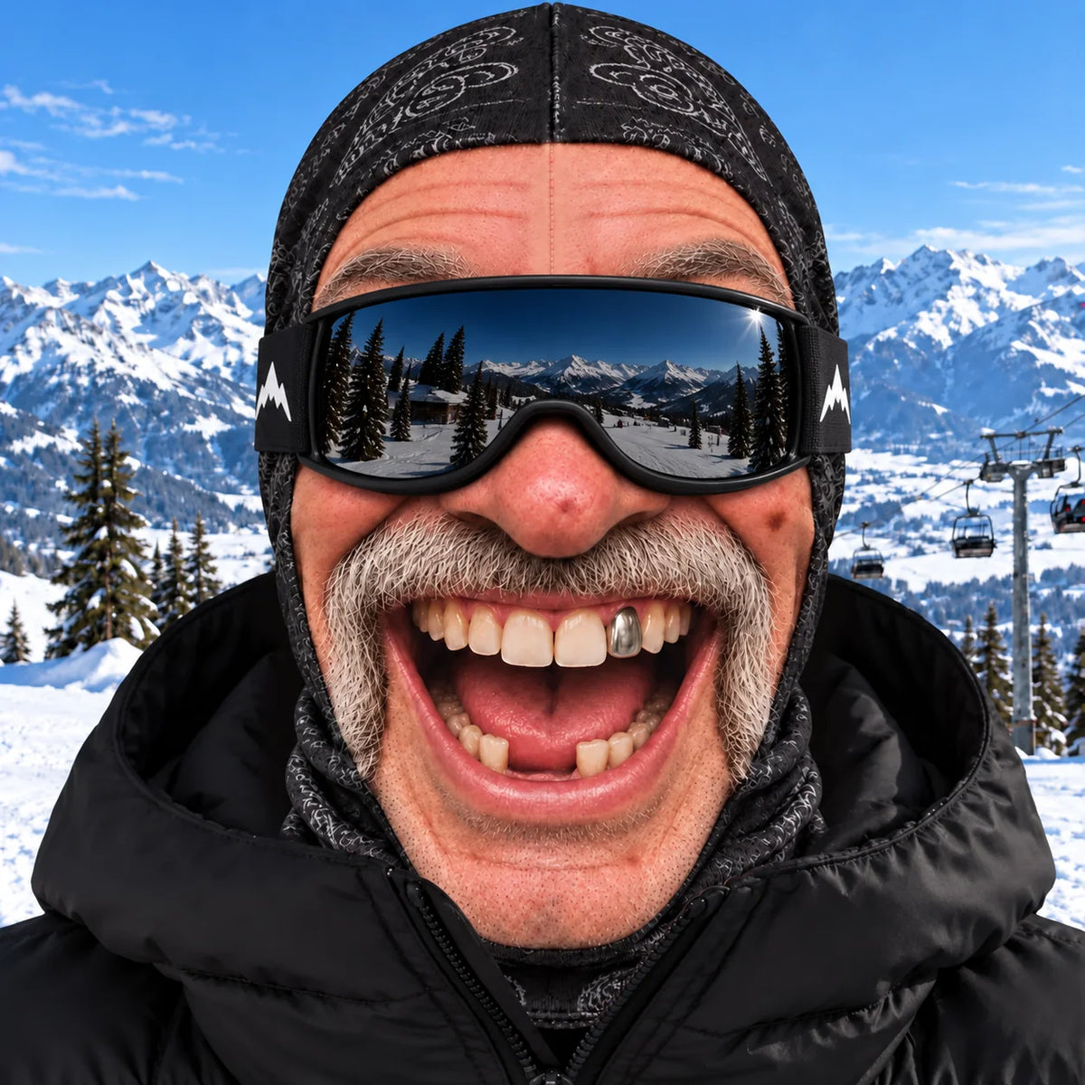 Ski Balaclava 4-Way Stretch Micro-Knit Realistic Face Graphic
