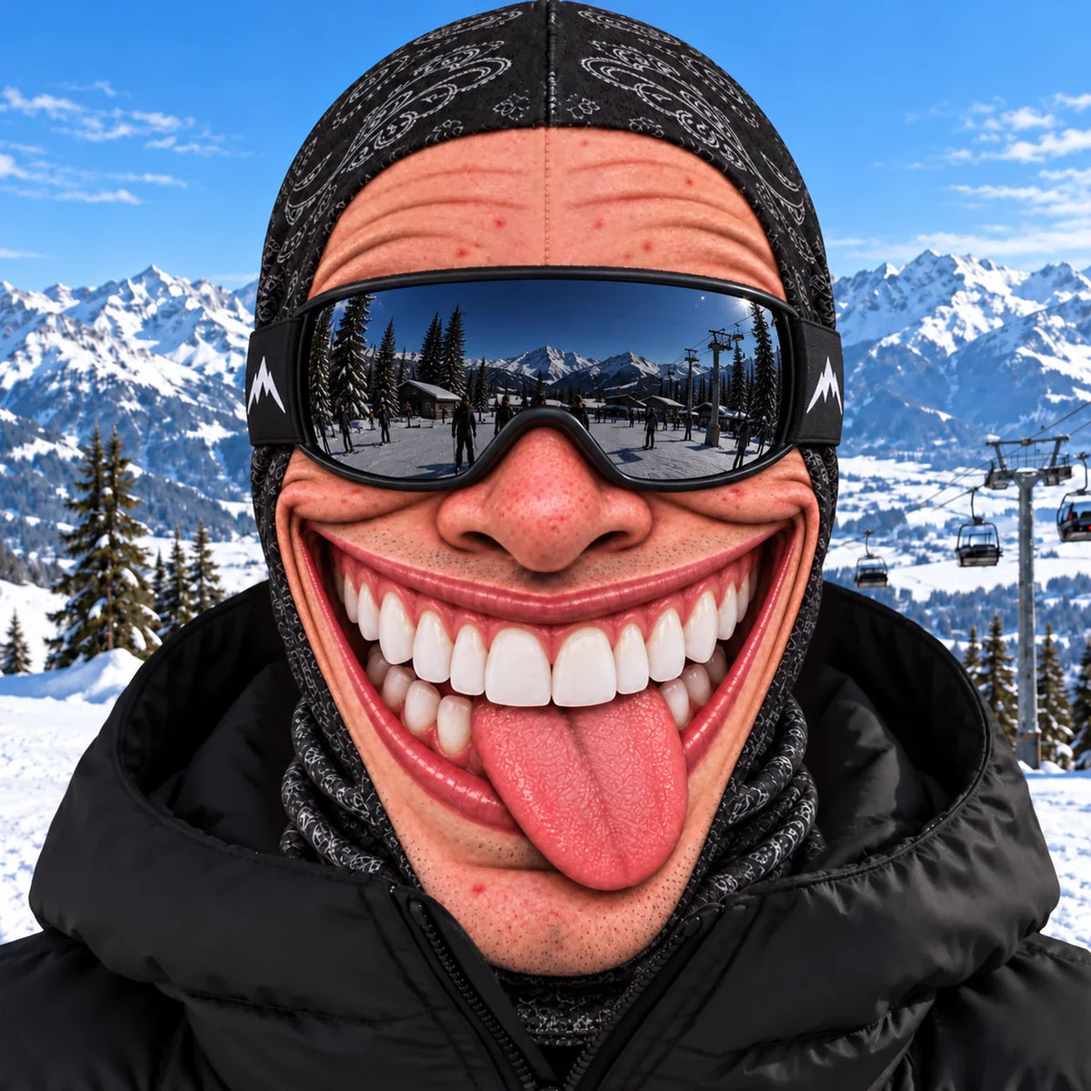 Ski Balaclava 4-Way Stretch Micro-Knit Realistic Face Graphic