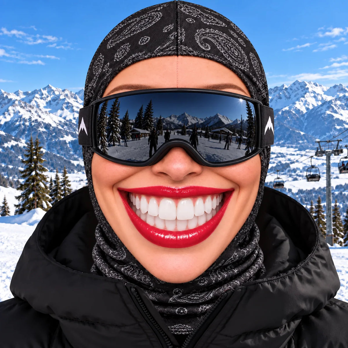 Ski Balaclava 4-Way Stretch Micro-Knit Realistic Face Graphic